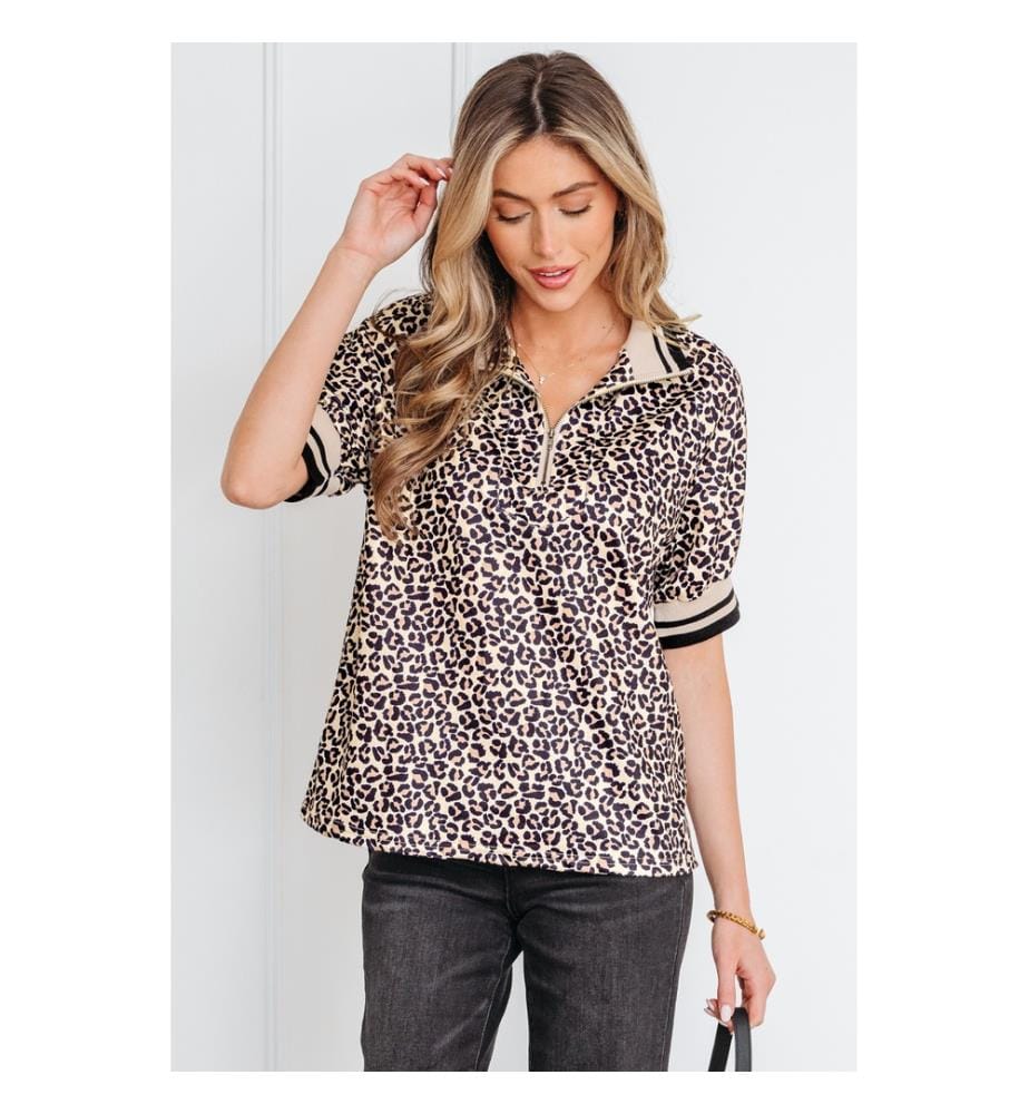Short-sleeved sweater - Brown