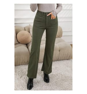 High Waisted Corduroy Pants - Green