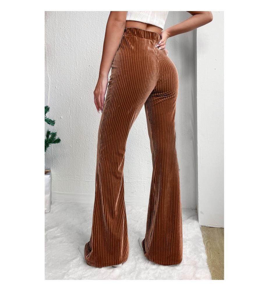 Corduroy Flared Pants - Brown