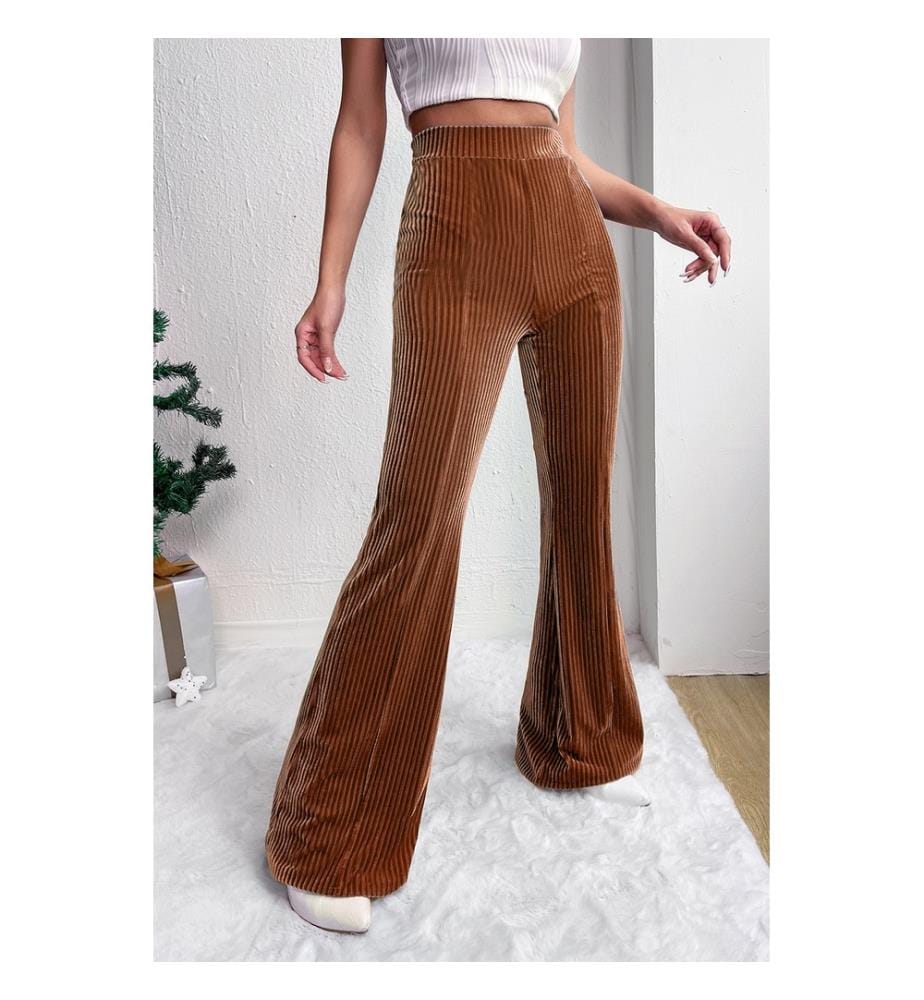 Corduroy Flared Pants - Brown