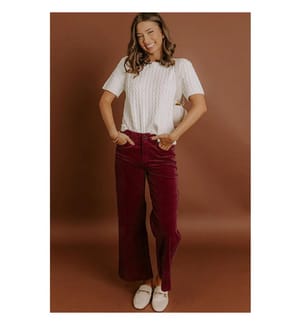Velvet High Waisted Wide Leg Pants - Bordeaux