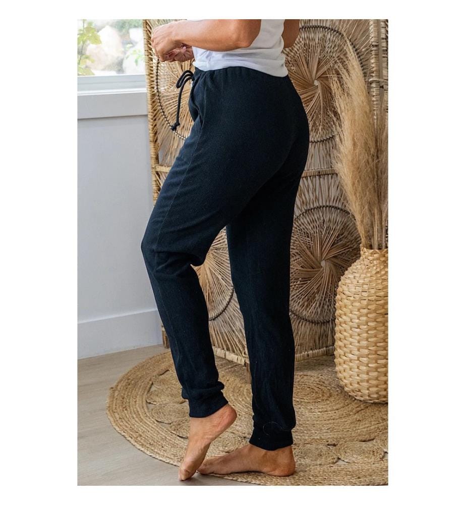 Pantaloni da jogging a coste - Nero