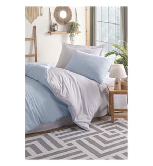 Single Bedding Set - Light Blue and Gray