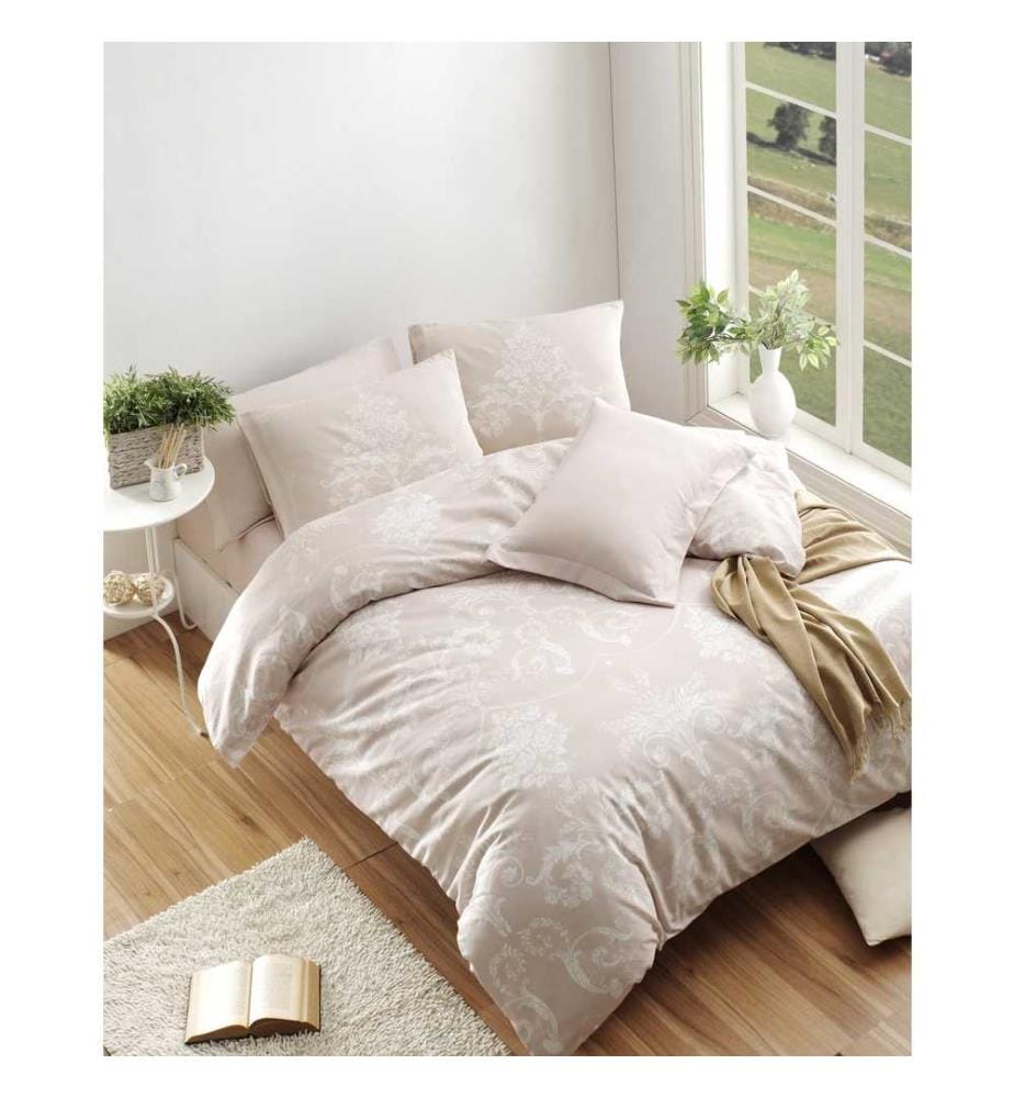 Parure de lit King Size - Mink et blanc