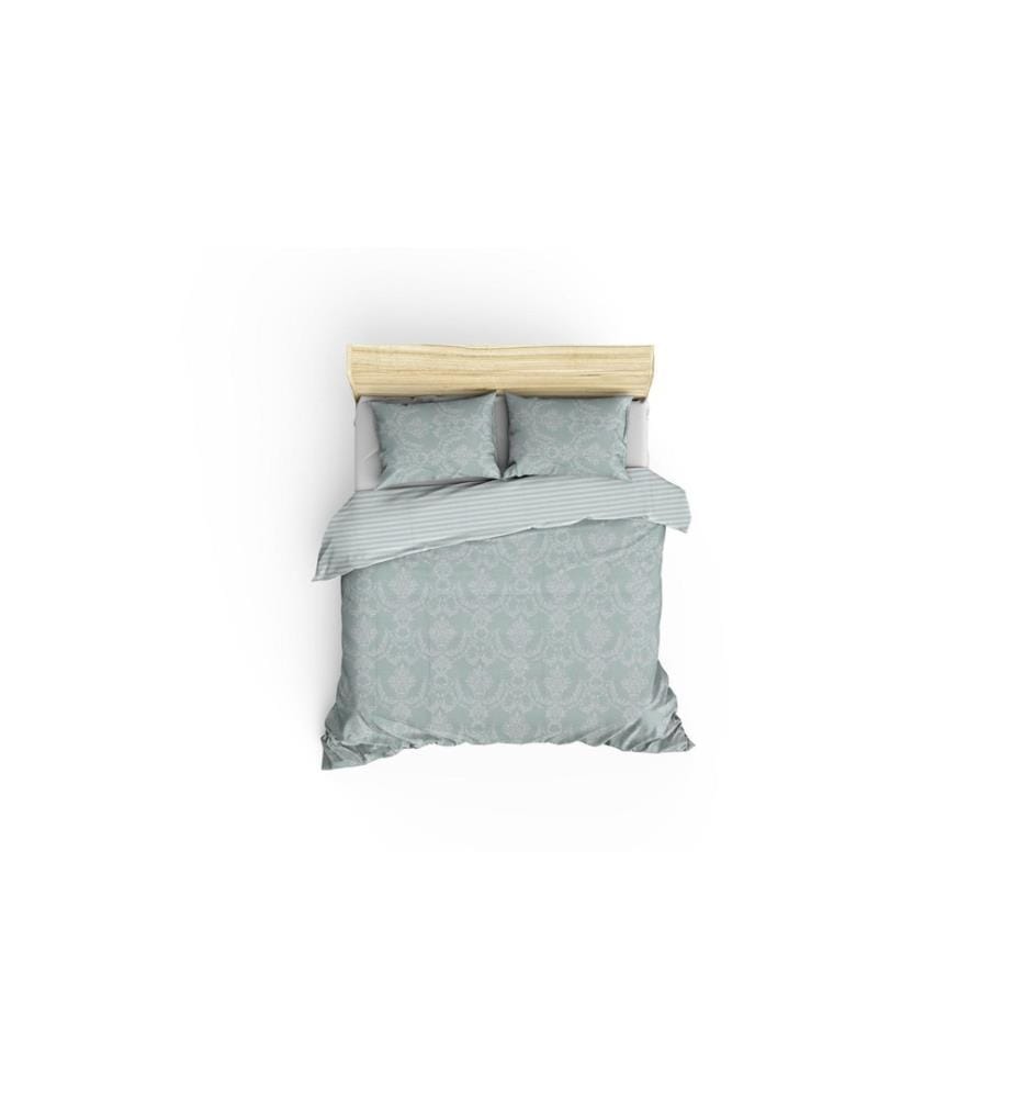 King-Size Bedding Set - Aquamarine and White
