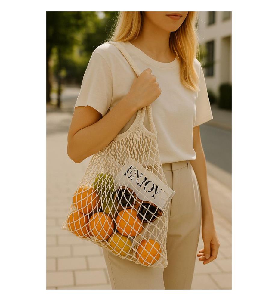 Netz-Tasche – Cremefarben
