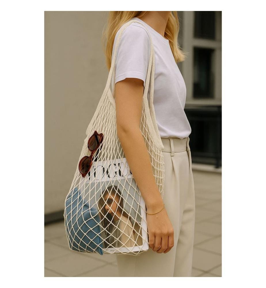 Netz-Tasche – Cremefarben