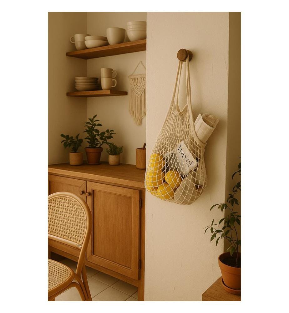 Netz-Tasche – Cremefarben