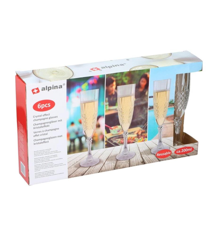 alpina Flûte à champagne 200 ml, 6 pièces, Transparent