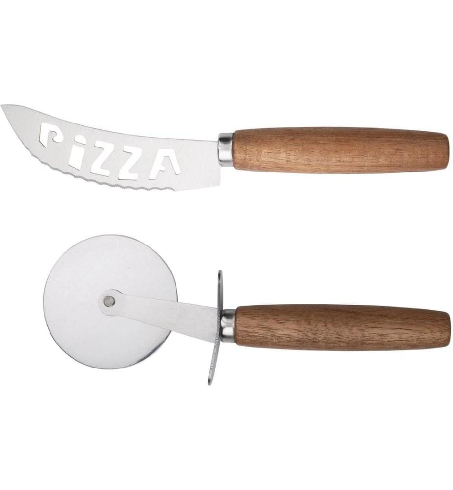 alpina Pizza Cutter and Knife Silver/Brown