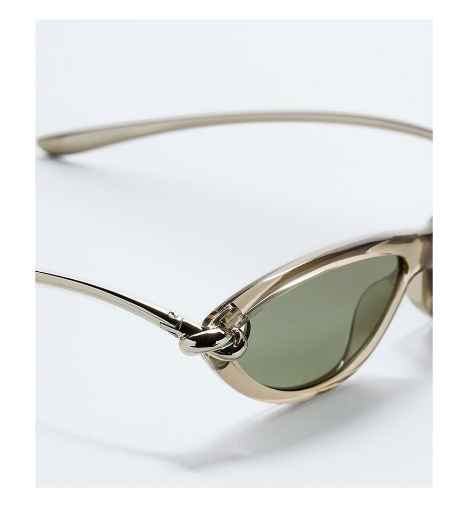 Cat Eye Sonnenbrille - Knot - Beige und Grün