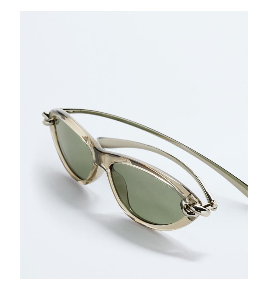 Cat Eye Sonnenbrille - Knot - Beige und Grün