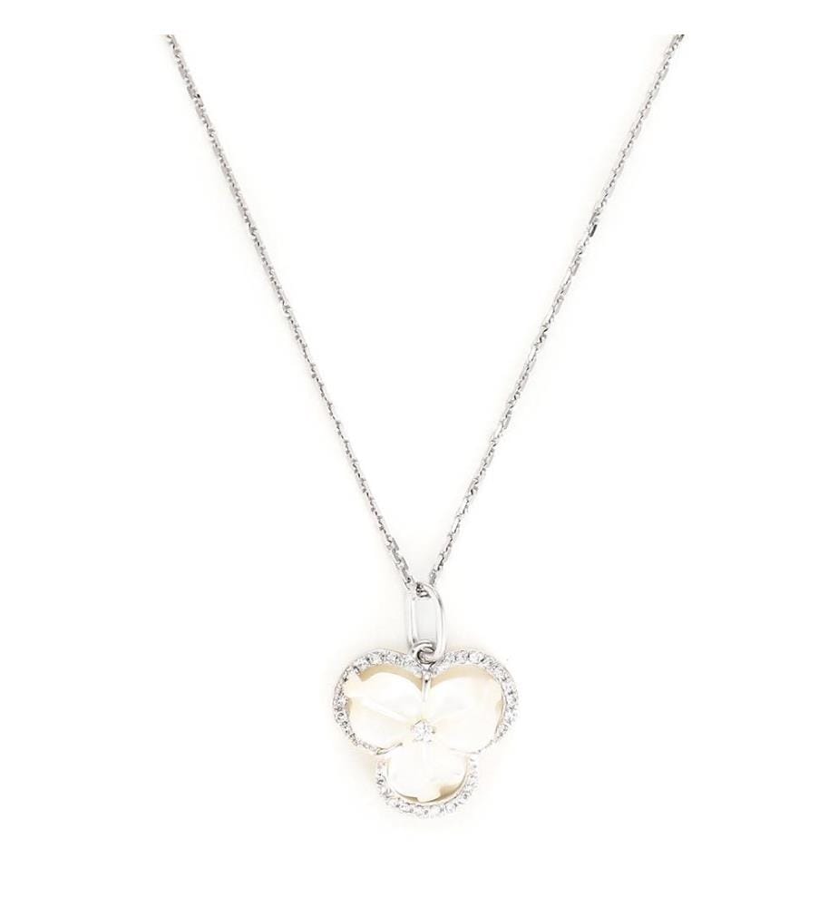 Pendentif Fleur Nacrée - Or blanc