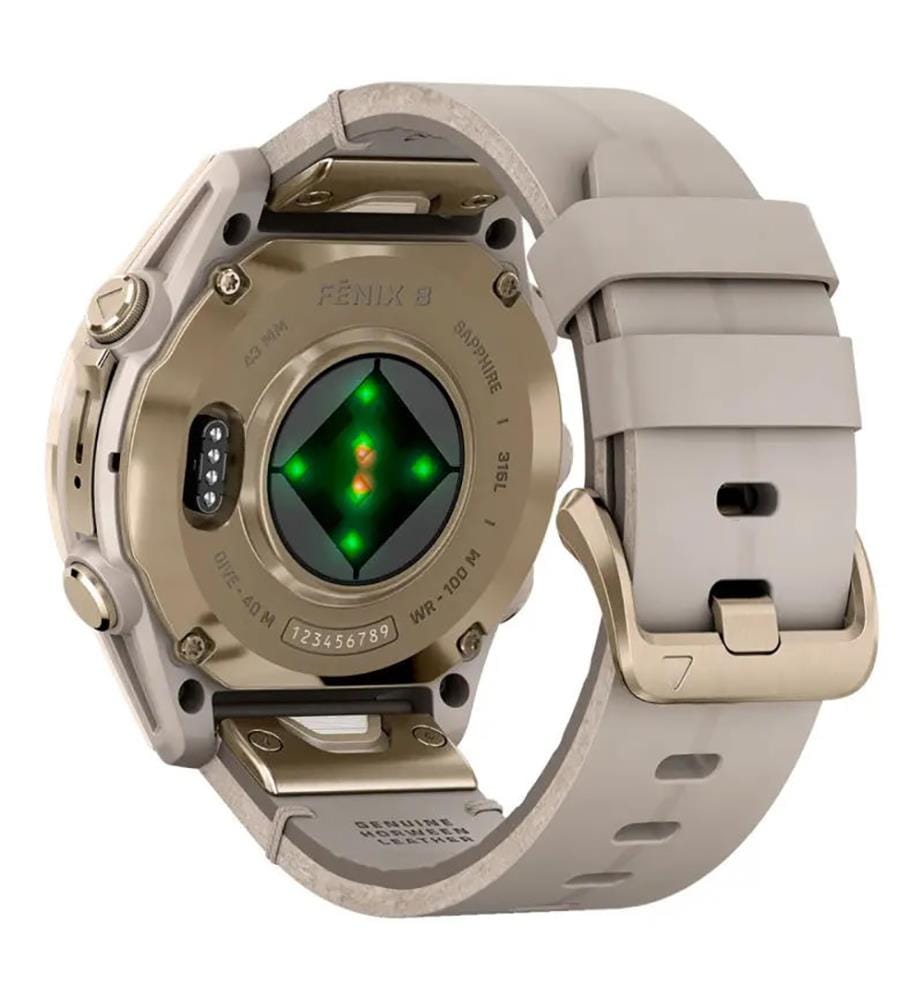 Fenix 8 Amoled Sapphire Carbon Smartwatch, 43 mm - Gold and Beige","detected_source_language":"FR