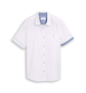 Chemise en coton à manches courtes, coupe régulière - Blanc