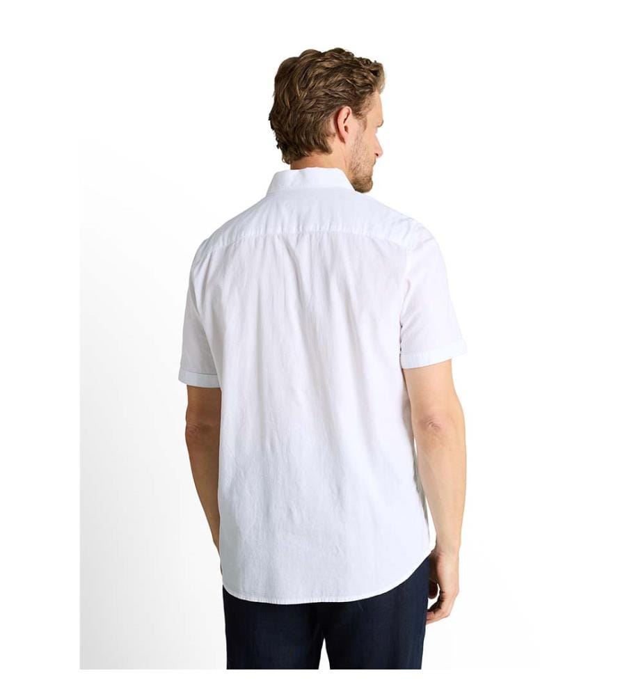 Chemise en coton à manches courtes, coupe régulière - Blanc