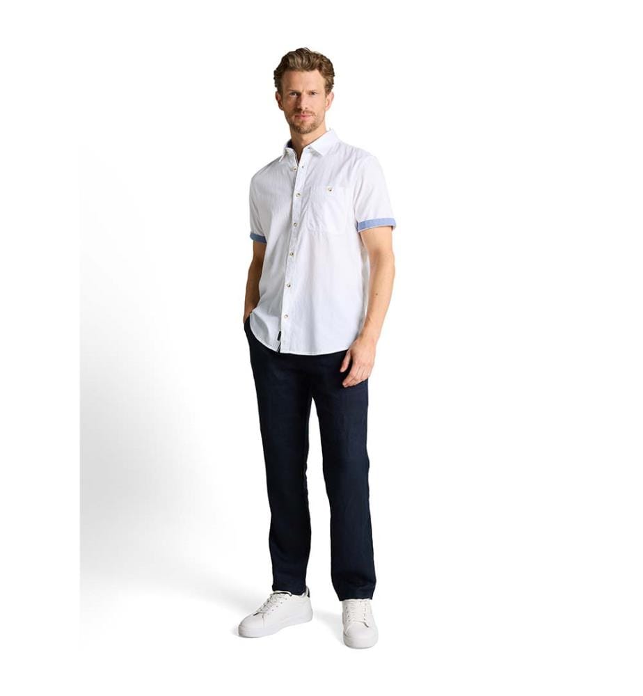 Chemise en coton à manches courtes, coupe régulière - Blanc