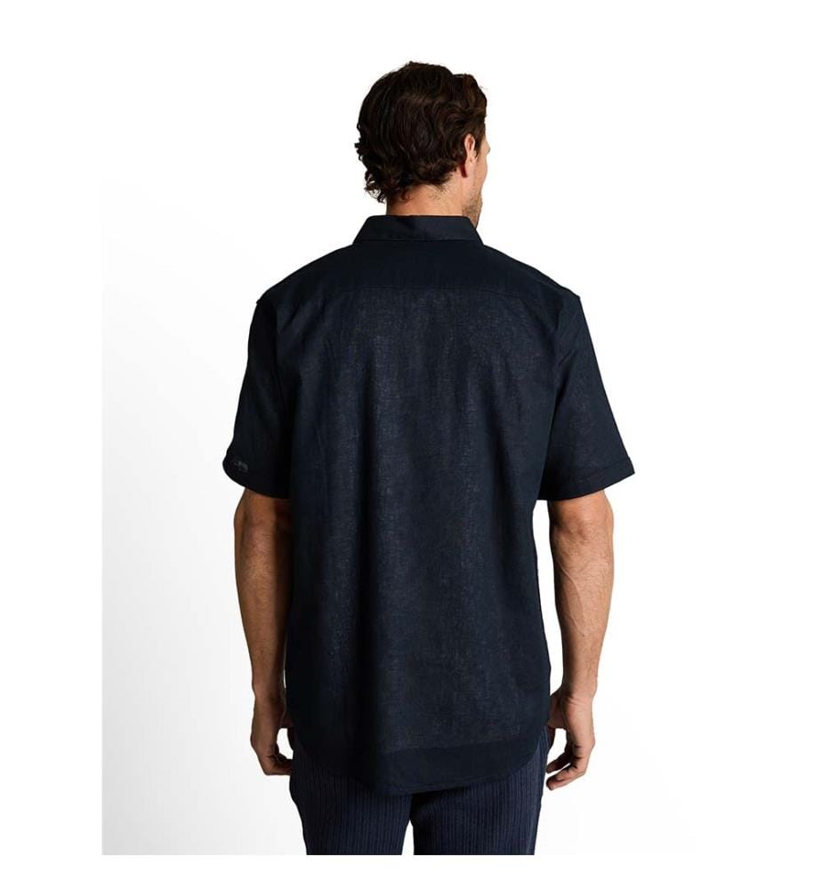 Chemise à manches courtes, coupe régulière, avec lin - Sky Captain Blue
