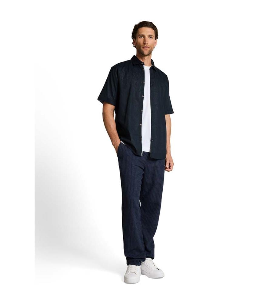 Chemise à manches courtes, coupe régulière, avec lin - Sky Captain Blue