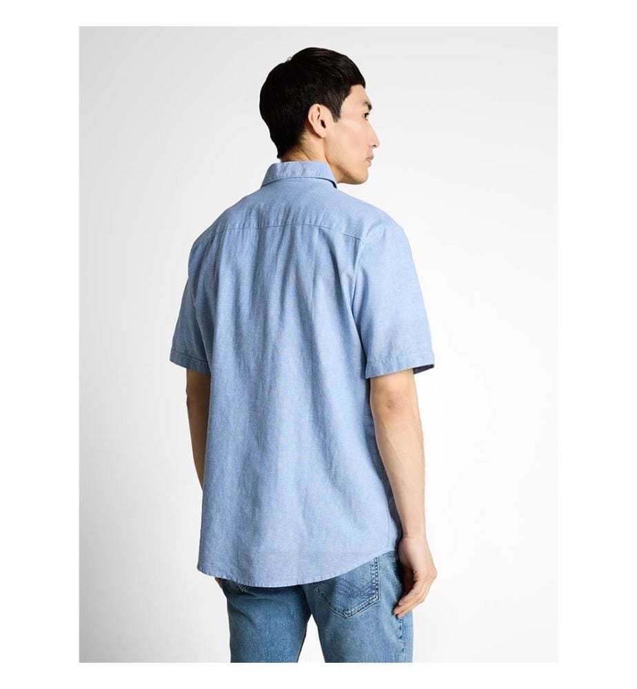 Chemise à manches courtes, coupe régulière, en lin - Chambray bleu bleeched