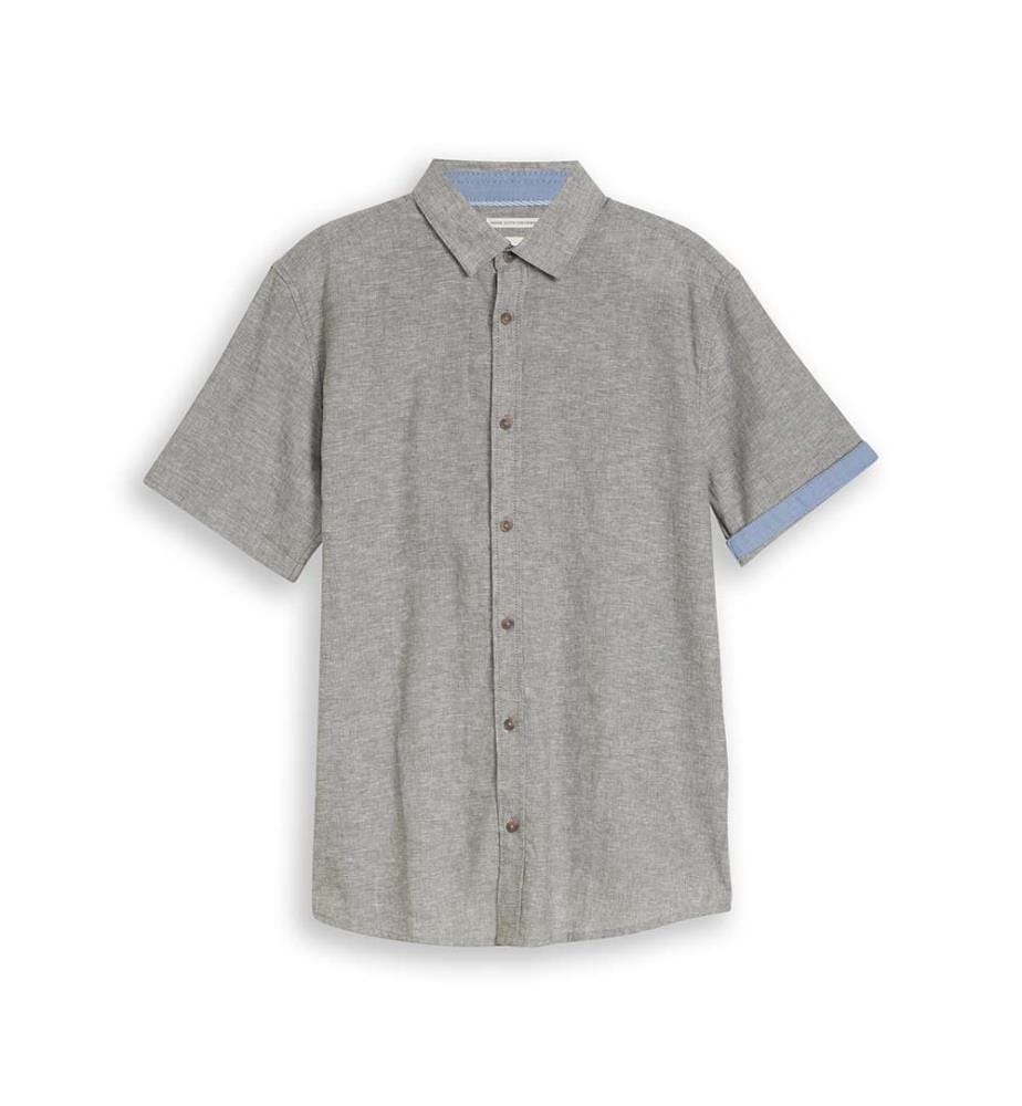 Chemise à manches courtes, coupe régulière, en lin - Faded Leaf Green Chambray