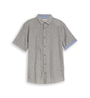 Chemise à manches courtes, coupe régulière, en lin - Faded Leaf Green Chambray