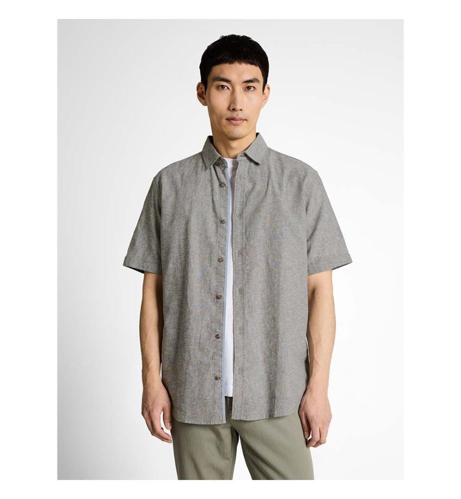 Chemise à manches courtes, coupe régulière, en lin - Faded Leaf Green Chambray
