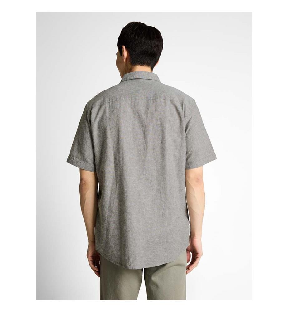 Chemise à manches courtes, coupe régulière, en lin - Faded Leaf Green Chambray