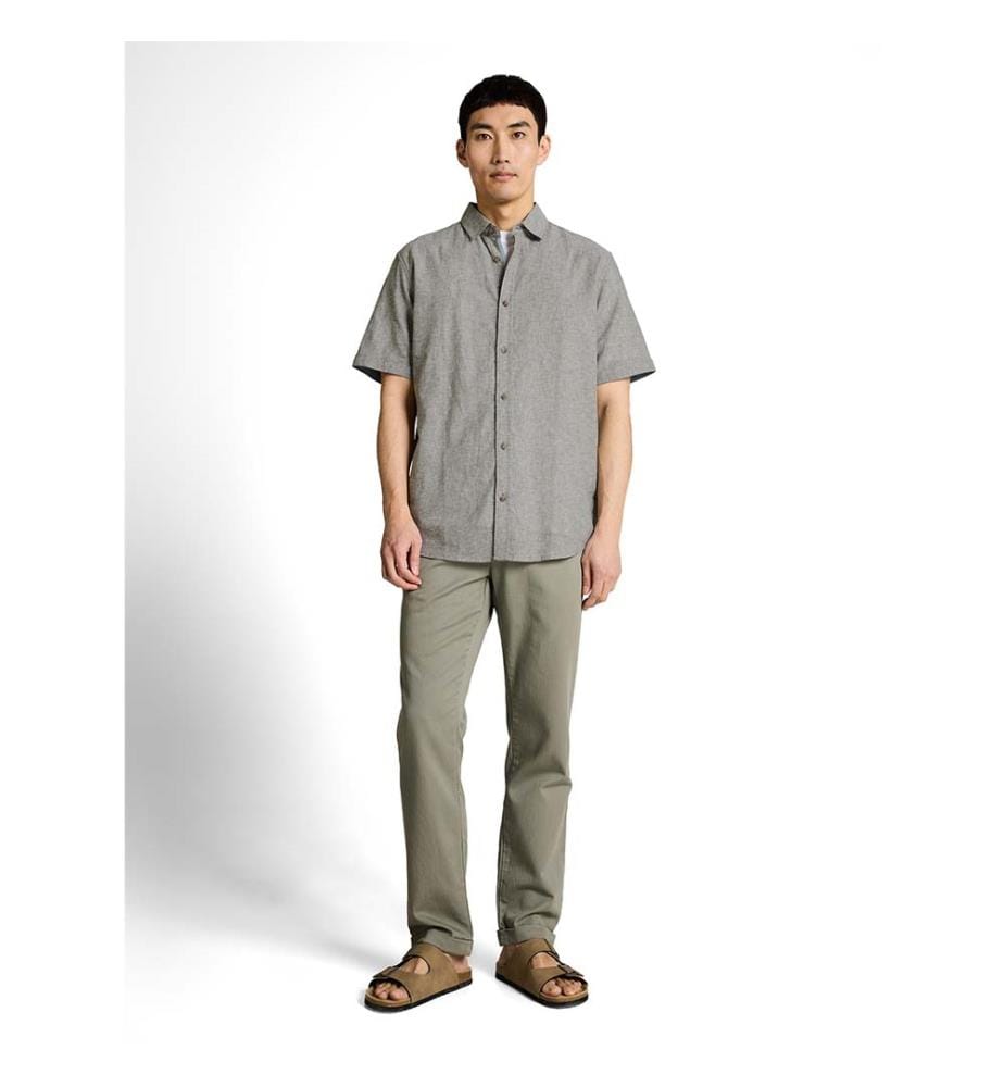Chemise à manches courtes, coupe régulière, en lin - Faded Leaf Green Chambray