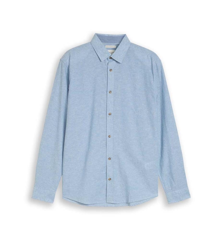 Chemise coupe régulière en lin - Chambray bleu bleeched