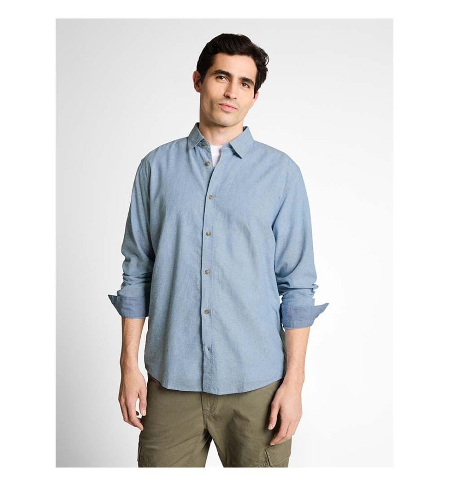 Chemise coupe régulière en lin - Chambray bleu bleeched