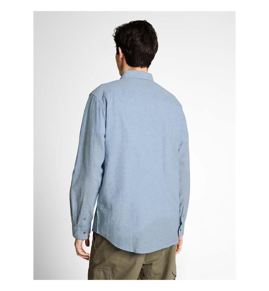 Chemise coupe régulière en lin - Chambray bleu bleeched