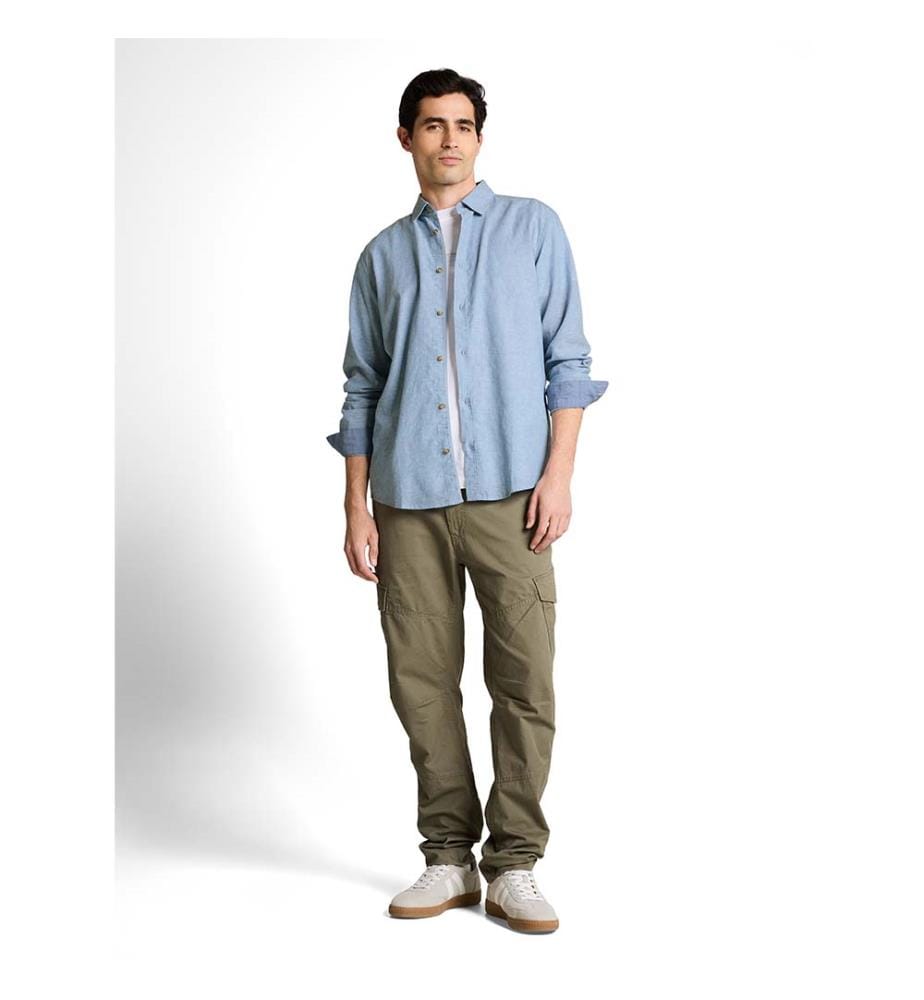 Chemise coupe régulière en lin - Chambray bleu bleeched