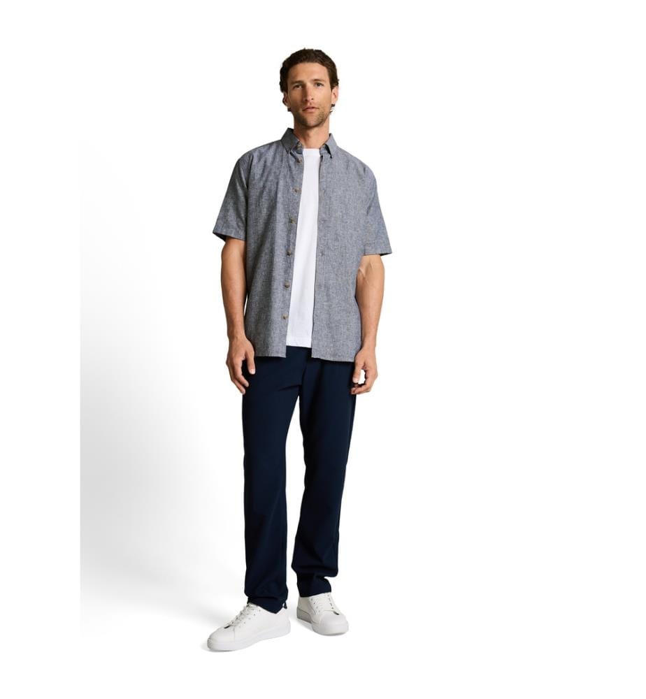 Chemise en coton lin imprimé - Navy Design