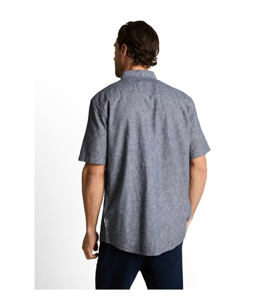Chemise en coton lin imprimé - Navy Design