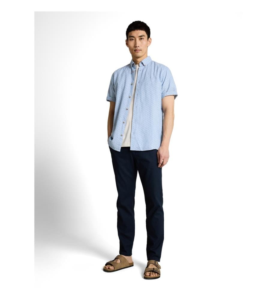 Chemise en coton lin imprimé - Bleeched Blue Design