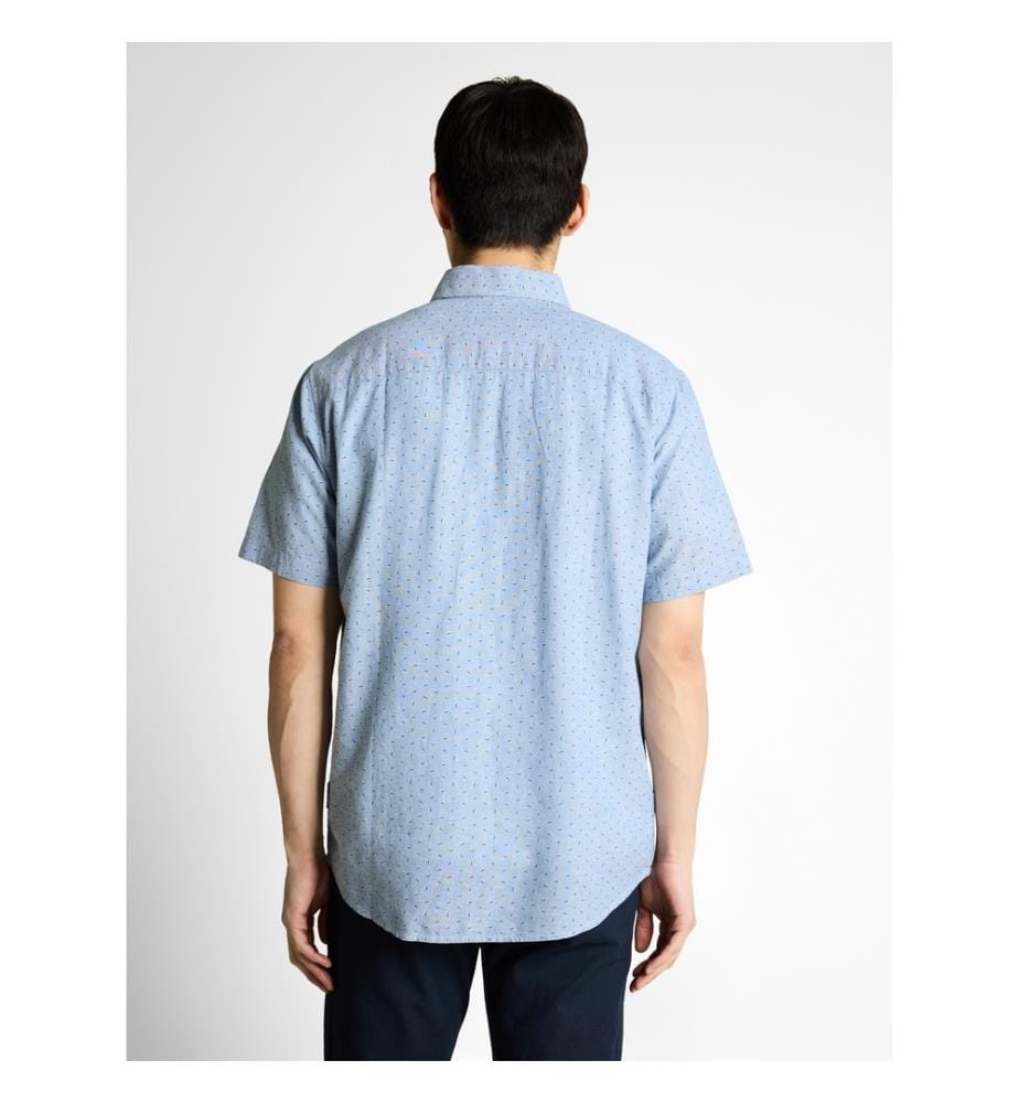 Chemise en coton lin imprimé - Bleeched Blue Design