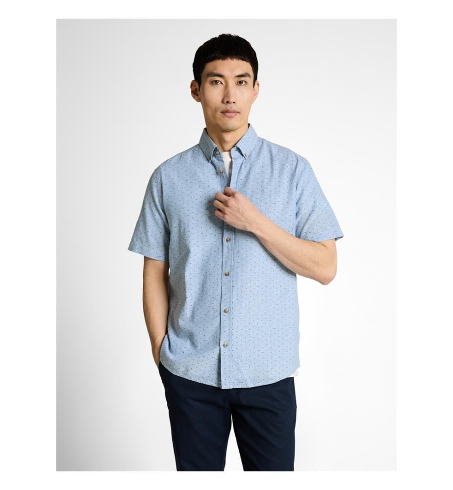 Chemise en coton lin imprimé - Bleeched Blue Design