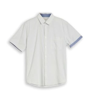 Chemise en coton à manches courtes, coupe régulière - Gardenia White Dot Structure