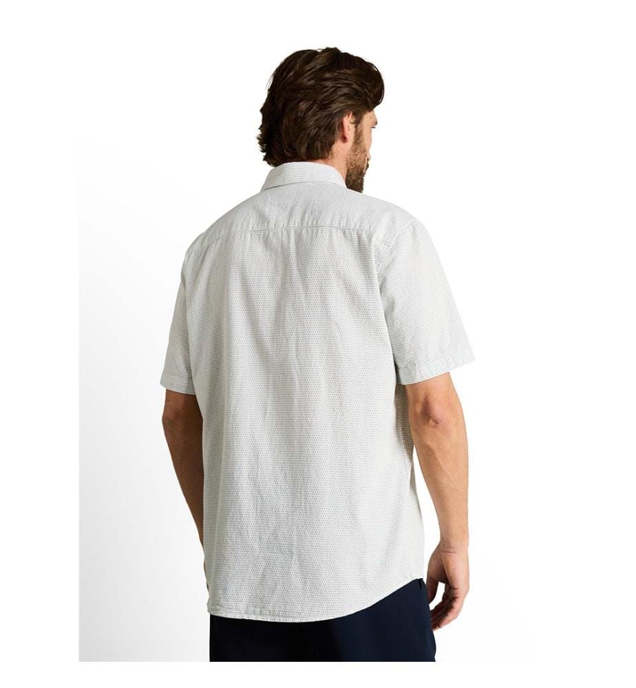 Chemise en coton à manches courtes, coupe régulière - Gardenia White Dot Structure