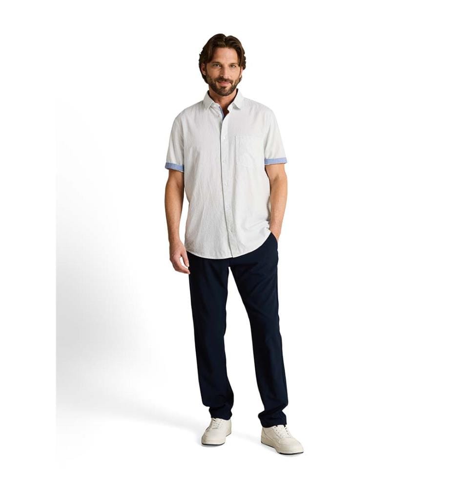 Chemise en coton à manches courtes, coupe régulière - Gardenia White Dot Structure