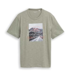 T-shirt en mélange avec impression de photos - Gris ombré olive