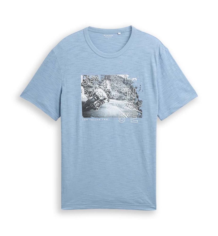 T-shirt en mélange avec impression photo - Mountain Spring Blue
