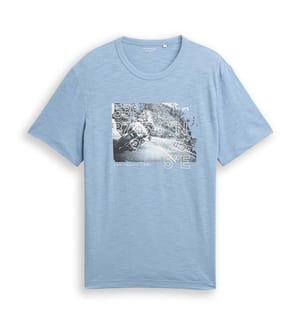 T-shirt en mélange avec impression photo - Mountain Spring Blue