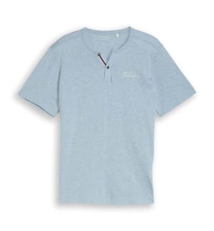 T-shirt Henley à fines rayures - Spring Blue Fine Stripe