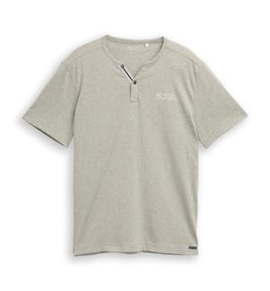 T-shirt Henley à fines rayures - Shadow Olive Fine Stripe