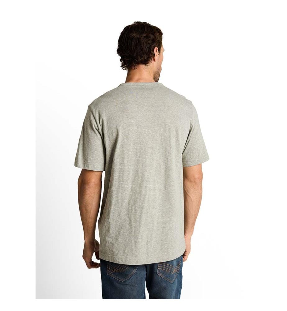 T-shirt Henley à fines rayures - Shadow Olive Fine Stripe