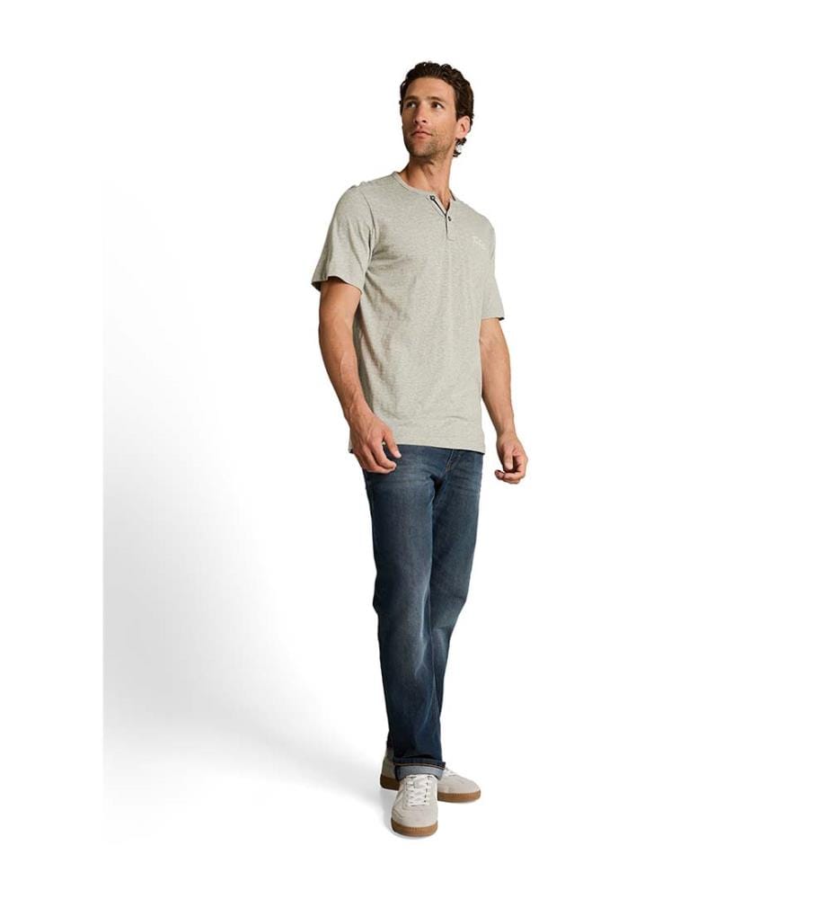 T-shirt Henley à fines rayures - Shadow Olive Fine Stripe