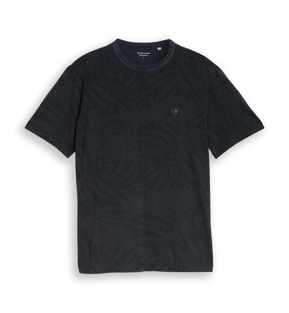 T-shirt avec imprimé all-over - Navy Tonal Leaf Design