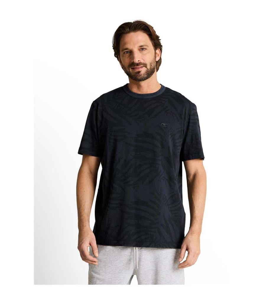 T-shirt avec imprimé all-over - Navy Tonal Leaf Design